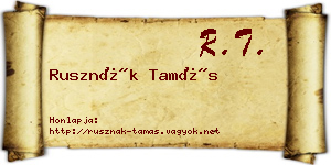 Rusznák Tamás névjegykártya